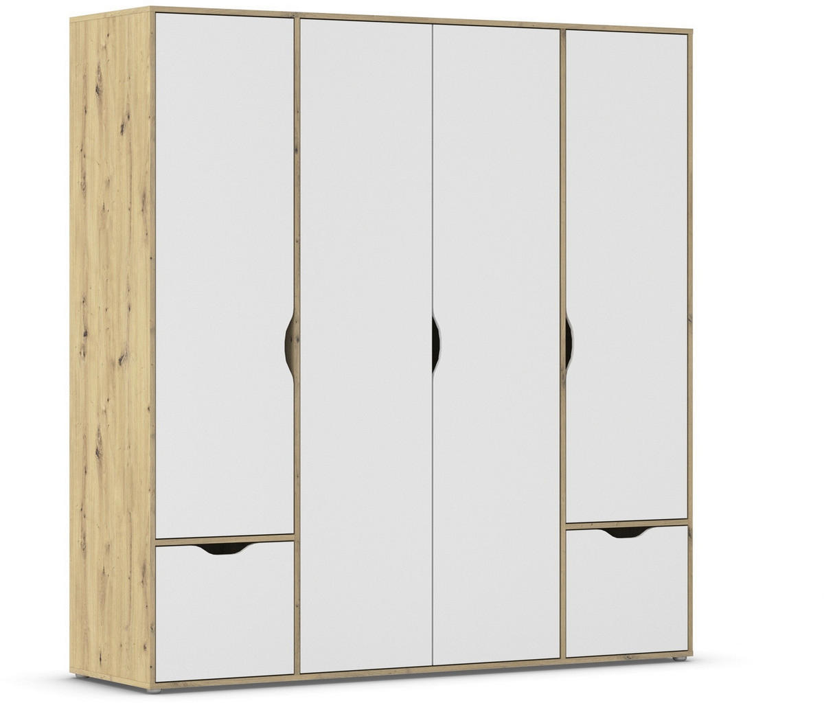 DREHTÜRENSCHRANK in Weiss, Eiche Artisan  - Weiss/Eiche Artisan, Basics, Holzwerkstoff (187/194/53cm) - Boxxx