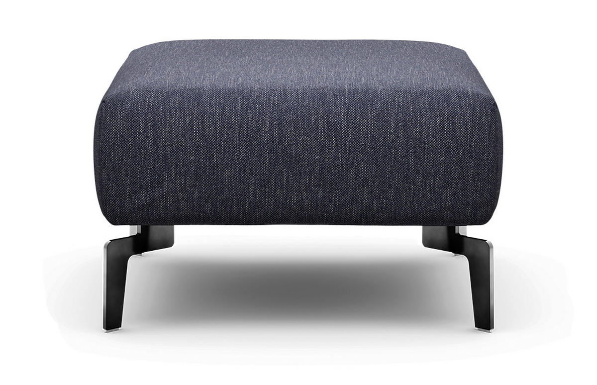 HOCKER Chenille Blau  - Blau/Schwarz, Design, Textil/Metall (70/70/46cm) - SENSOO