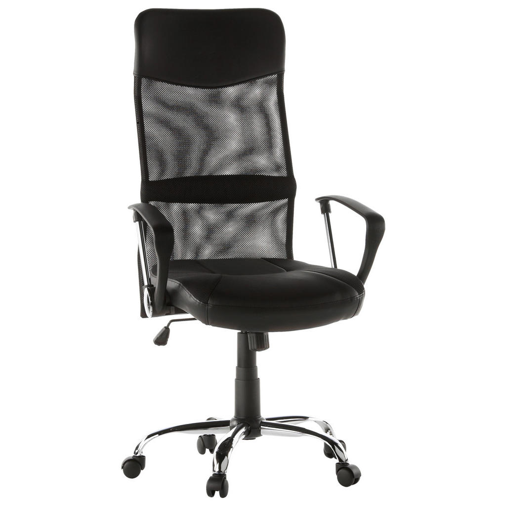 MID.YOU OTOČNÁ ŽIDLE, vzhled kůže, síťovina, černá, barvy chromu