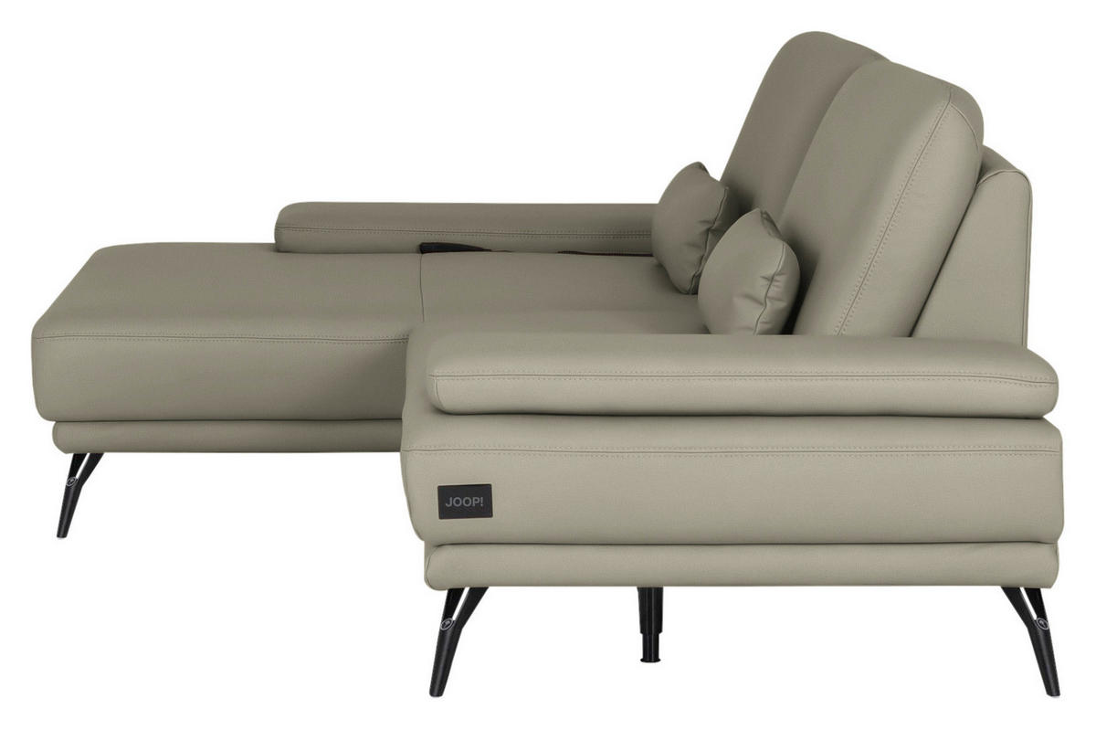 ECKSOFA JOOP! STUDIO in Echtleder Platinfarben  180/301 cm  - Platinfarben/Schwarz, KONVENTIONELL, Leder/Metall (180/301cm) - Joop!