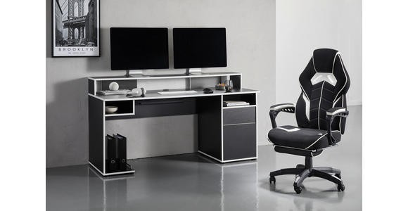 GAMINGTISCH Schwarz, Weiß - Schwarz/Weiß, MODERN, Holzwerkstoff (170/65/92cm) - Novel