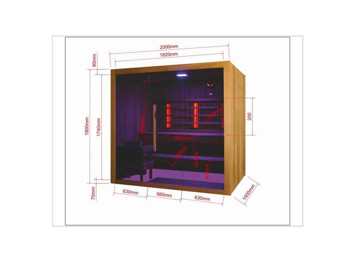 SAUNA für 4-5 Personen Kotka  - Naturfarben, KONVENTIONELL, Holz (200/150/190cm) - Sanotechnik