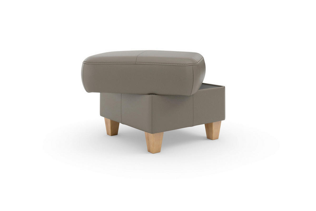 TABURETKA, koža, 58/48/58 cm - sivá/farba duba, Basics, koža/drevo (58/48/58cm) - Sit & More