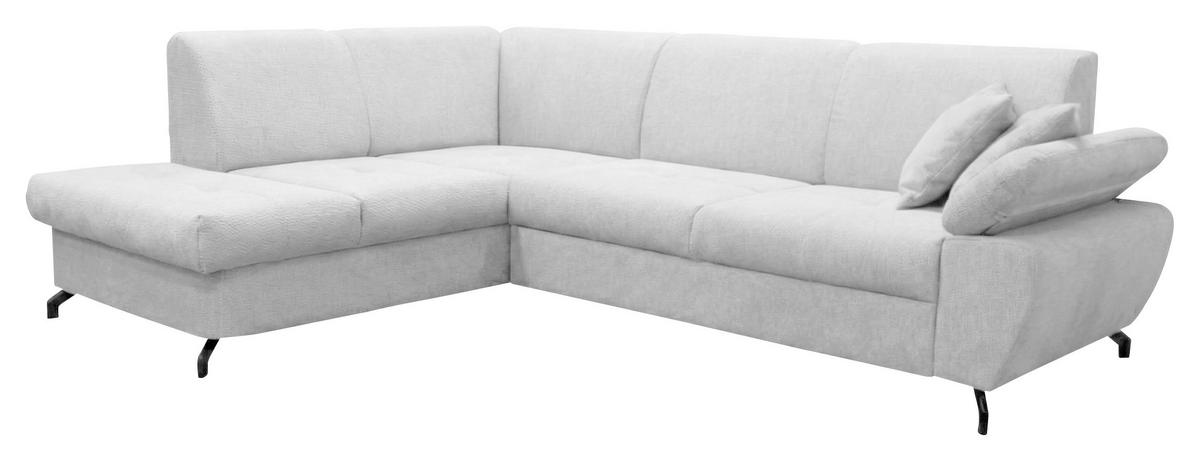 ECKSOFA CORA in Chenille Hellgrau  198/261 cm  - Hellgrau/Schwarz, Design, Textil/Metall (198/261cm) - MID.YOU