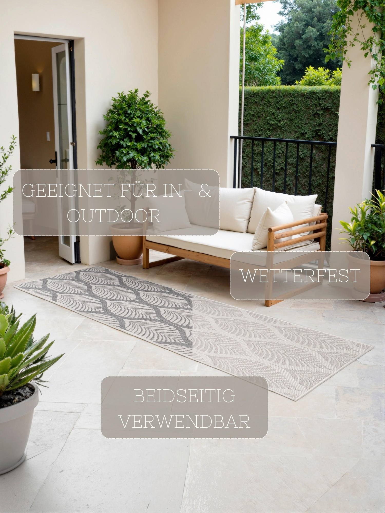 LÄUFER 80/250 cm Duet  - Weiß/Grau, Design, Kunststoff (80/250cm)