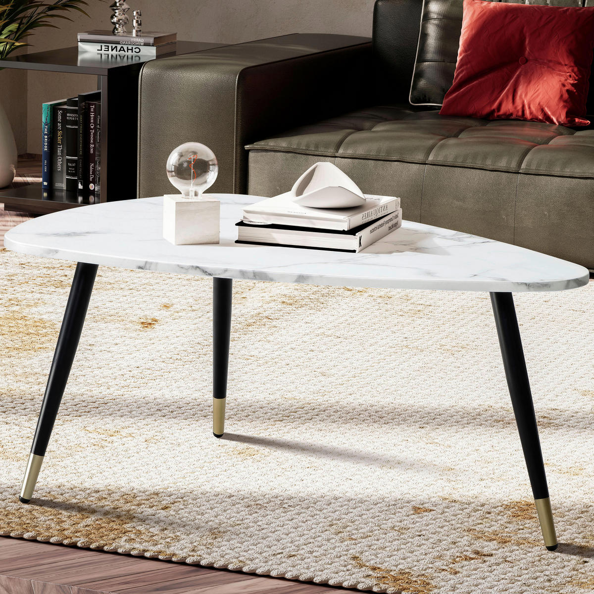 KONFERENČNÝ STOLÍK, biela, kompozitné drevo, 90/60/41 cm - čierna/biela, Design, kov/kompozitné drevo (90/60/41cm) - MID.YOU