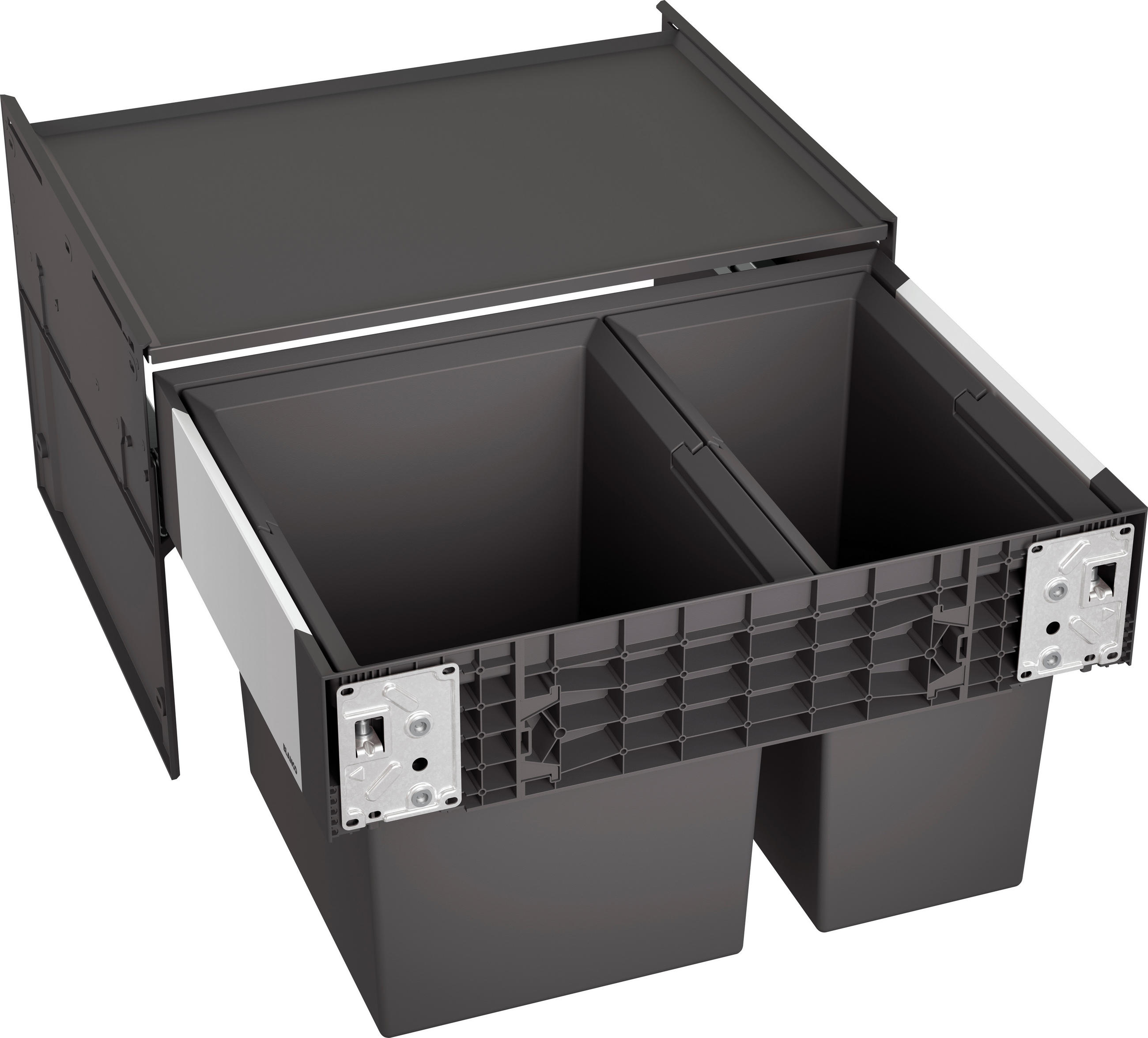 EINBAUABFALLSAMMLER Select II 30 + 19 L  - Edelstahlfarben/Schwarz, Basics, Kunststoff/Metall (56,2/36,1/45,0cm) - Blanco