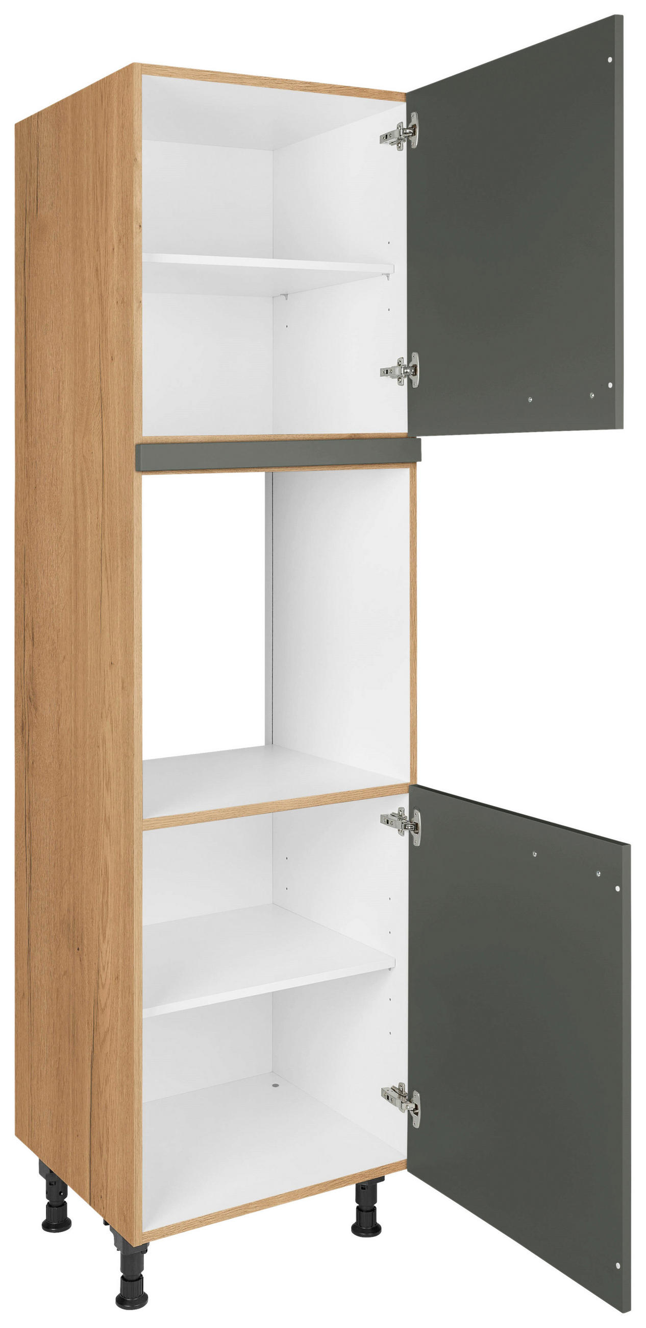GERÄTEUMBAUSCHRANK 60/216,6/58 cm  in Grün, Eichefarben  - Eichefarben/Schwarz, MODERN, Holzwerkstoff/Metall (60/216,6/58cm) - Nobilia