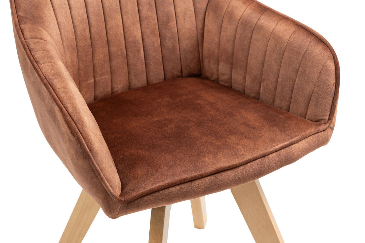 Armlehnstuhl Hanna drehbar  in Samt  - Buchefarben/Braun, KONVENTIONELL, Holz/Textil (63/83/63cm) - MID.YOU
