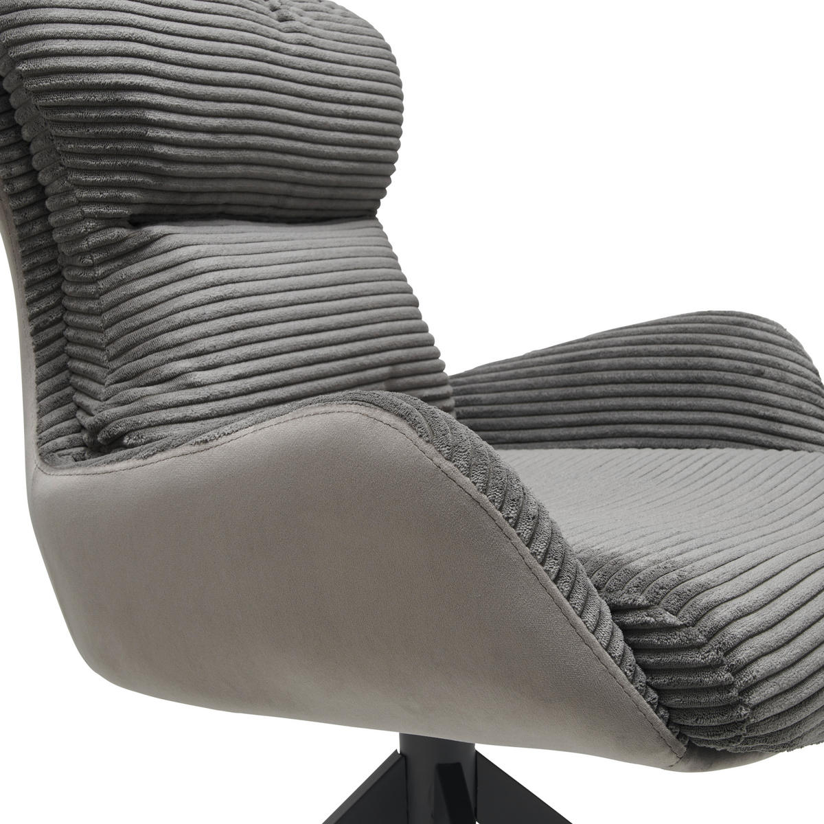 ARMLEHNSTUHL  in Eisen Cord  - Schwarz/Grau, LIFESTYLE, Textil/Metall (58/88/68cm) - MID.YOU