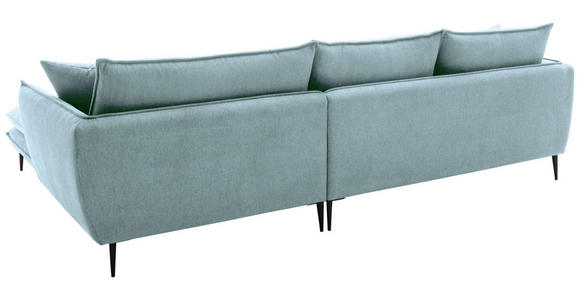 ECKSOFA  in Webstoff Blaugrau  304/196 cm  - Blaugrau/Schwarz, KONVENTIONELL, Textil/Metall (304/196cm) - Hom`in
