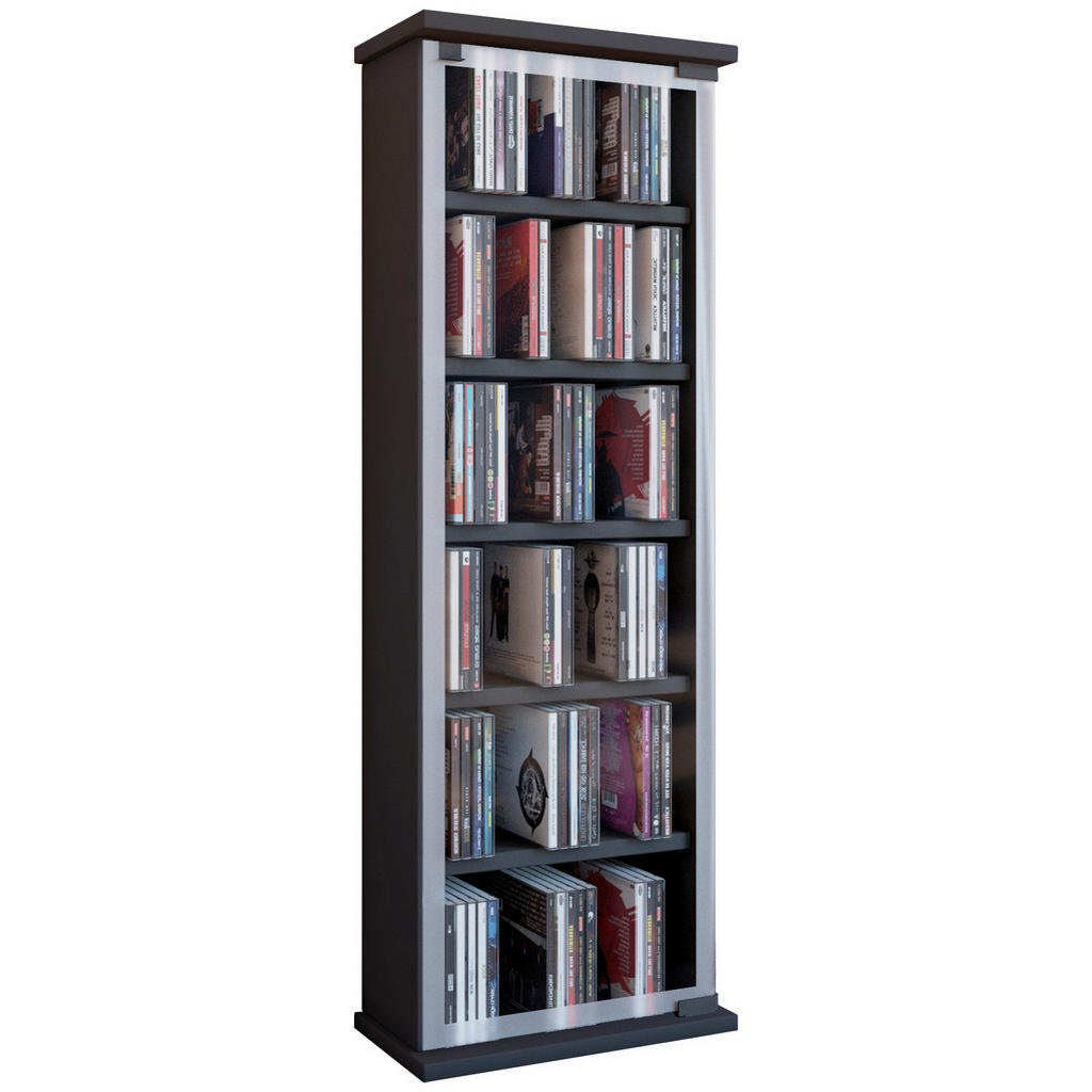 CD Regal mit Glastür Classic 31 cm Schwarz