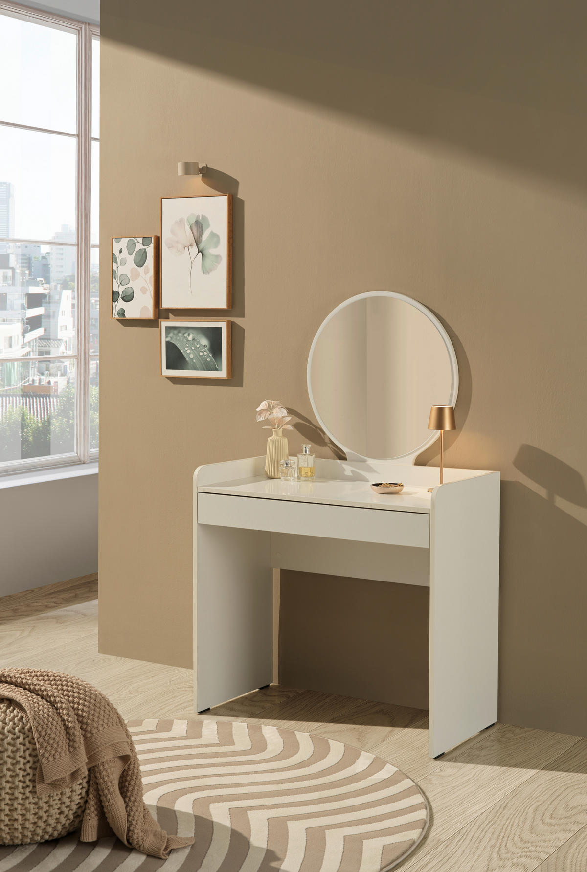 SCHMINKTISCH Weiss  - Weiss, Design, Glas/Holzwerkstoff (90/47/142cm) - Carryhome