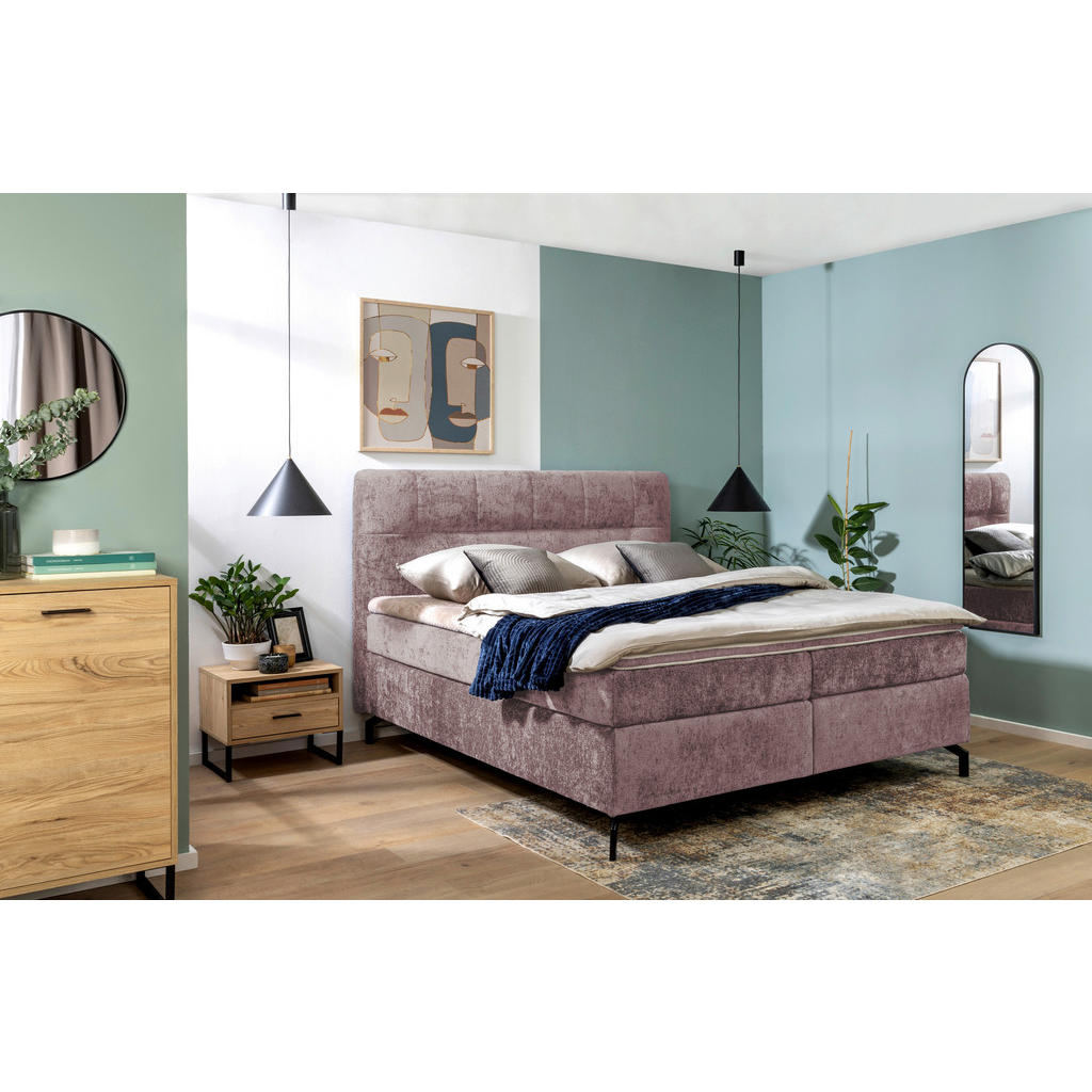 Thumbnail - Esposa Boxspringbett, Altrosa, Textil, H4, Höhe ca. 17 cm, 180x200 cm, Stoffauswahl, Topper durchgehend, Matratze in ver...