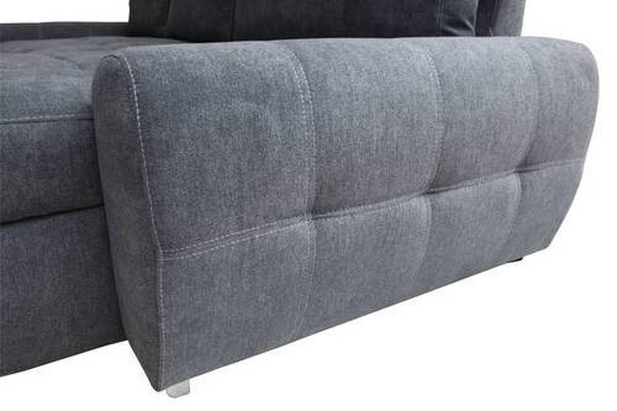 ECKSCHLAFSOFA in Velours Grau  - Chromfarben/Weiss, Design, Kunststoff/Textil (277/175cm) - Livetastic