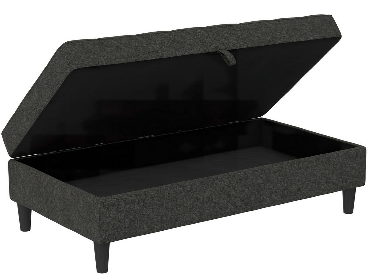 HOCKER PALERMO Webstoff, Leinenoptik Anthrazit  - Anthrazit/Schwarz, Basics, Kunststoff/Textil (130/43/69cm) - Livetastic