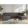 WOHNLANDSCHAFT in Vliesstoff Kombination Echtleder/Stoff Anthrazit  - Anthrazit/Schwarz, Modern, Leder/Textil (164/319/212cm) - Sit & More