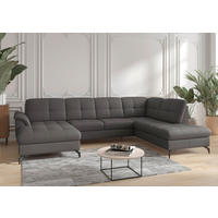WOHNLANDSCHAFT Anthrazit Echtleder  - Anthrazit/Schwarz, MODERN, Leder/Metall (164/319/212cm) - Sit & More