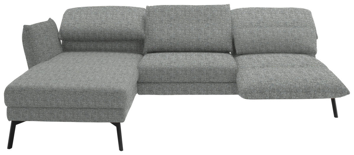 ECKSOFA in Flachgewebe Hellgrau  175/277 cm  - Hellgrau/Schwarz, Design, Textil/Metall (175/277cm) - Schöner Wohnen