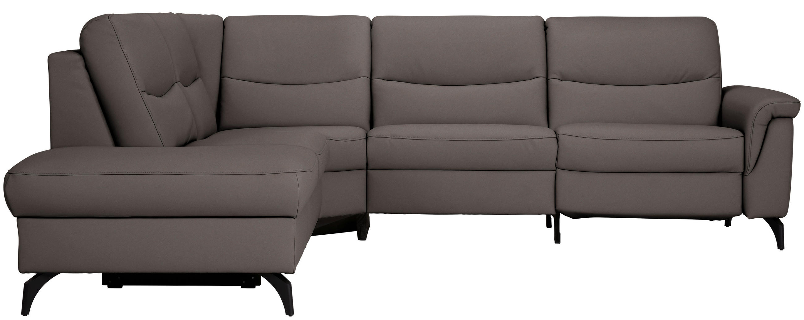 ECKSOFA in Echtleder Dunkelbraun  249/280 cm  - Anthrazit/Dunkelbraun, Design, Leder/Metall (249/280cm) - Himolla Komfortklass