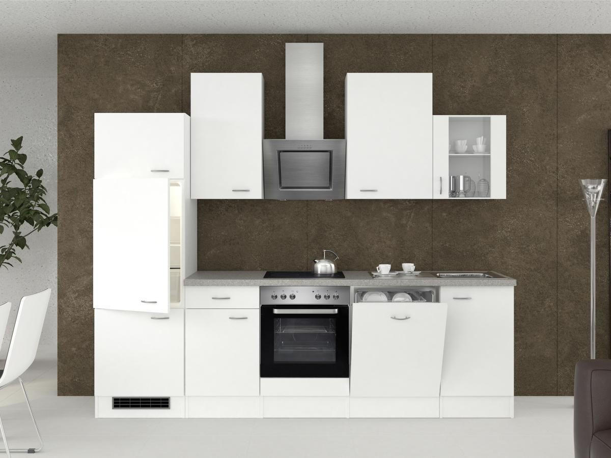 KÜCHENBLOCK 280 cm   in Weiß  - Edelstahlfarben/Hellgrau, MODERN, Glas/Holzwerkstoff (280cm) - FlexWell