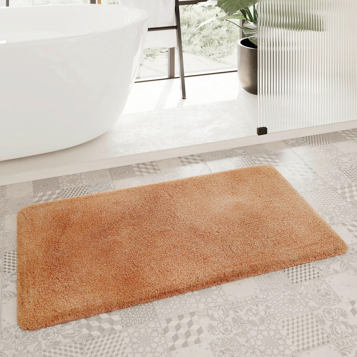 BADTEPPICH Terracotta 55/65 cm  - Terracotta, Basics, Kunststoff/Textil (55/65cm) - WECON HOME BASIC