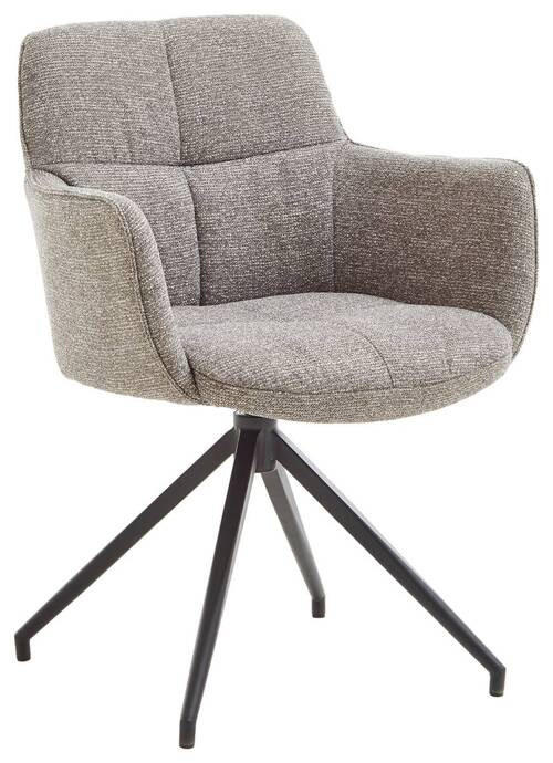 ARMLEHNSTUHL drehbar  in Webstoff  - Schwarz/Grau, Design, Textil/Metall (58/81/62cm) - Valdera