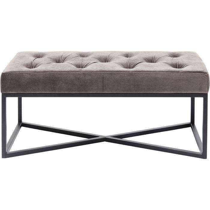 SITZBANK 90/40/40 cm Samt Grau, Schwarz  - Schwarz/Grau, Design, Textil/Metall (90/40/40cm) - Kare-Design