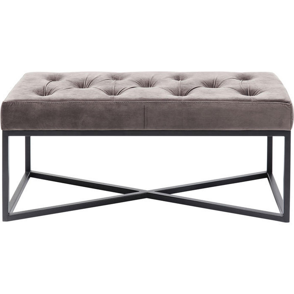 SITZBANK 90/40/40 cm Samt Grau, Schwarz  - Schwarz/Grau, Design, Textil/Metall (90/40/40cm) - Kare-Design