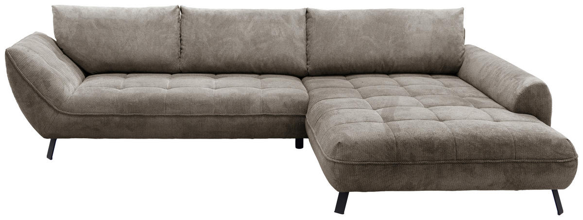 ECKSOFA in Struktur Hellbraun  - Hellbraun/Beige, Design, Textil/Metall (324/205cm) - Livetastic