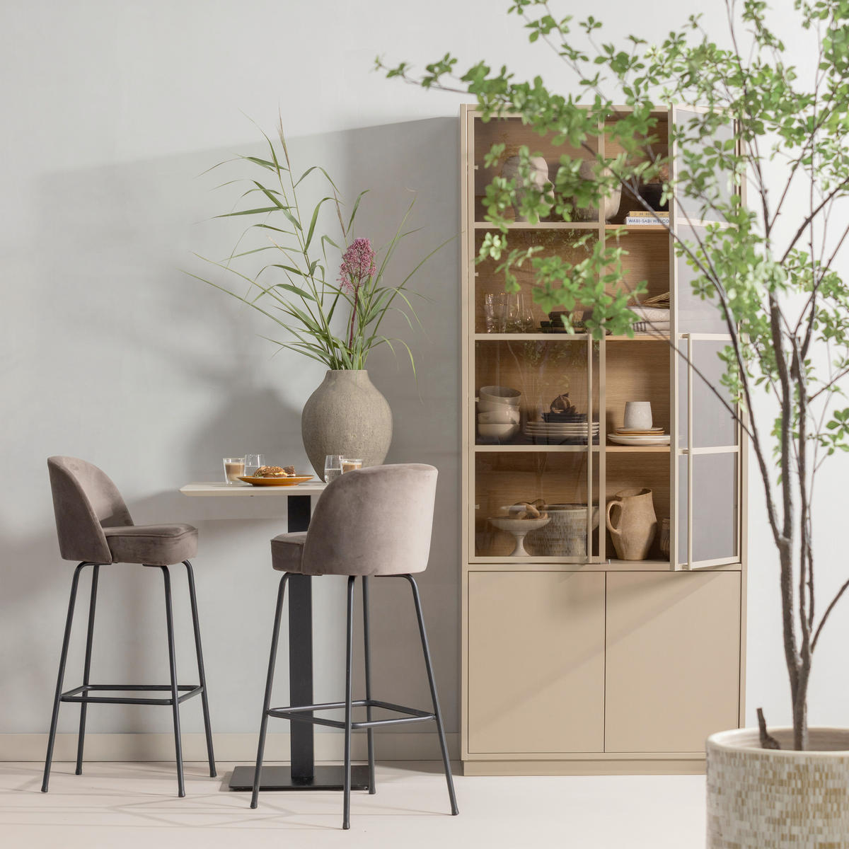 REGAL  101/236/40 cm Schlammfarben  - Schlammfarben, Design, Glas/Holz (101/236/40cm) - Livetastic