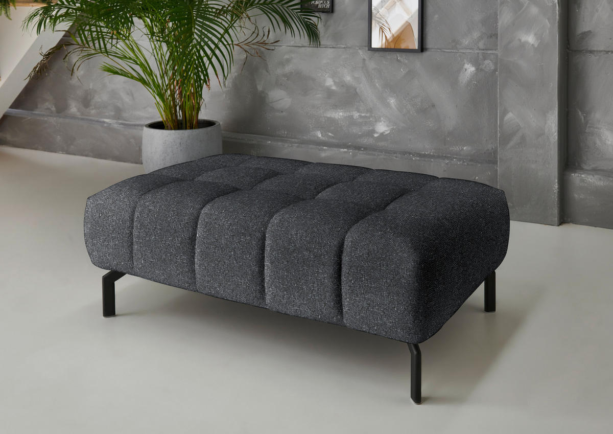 ECKSOFA in Chenille Anthrazit  - Anthrazit/Schwarz, Design, Textil/Metall (222/323cm) - Beldomo Style