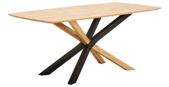 ESSTISCH Schwarz, Eichefarben rechteckig   - Eichefarben/Schwarz, Natur, Holz (180/90/75cm) - Linea Natura