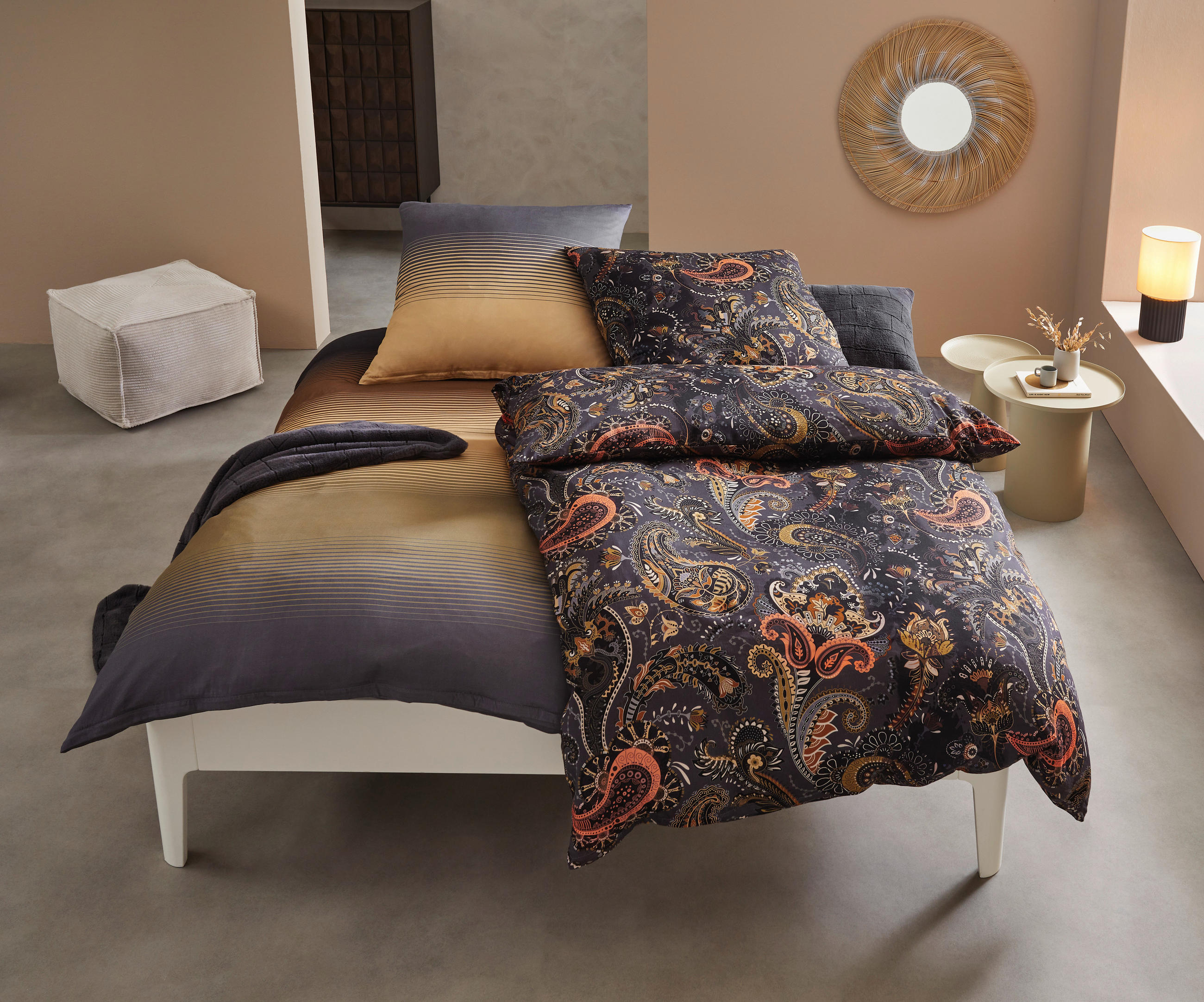 BETTWÄSCHE Satin 155/220 cm  - Schieferfarben, KONVENTIONELL, Textil (155/220cm) - Bio:Vio