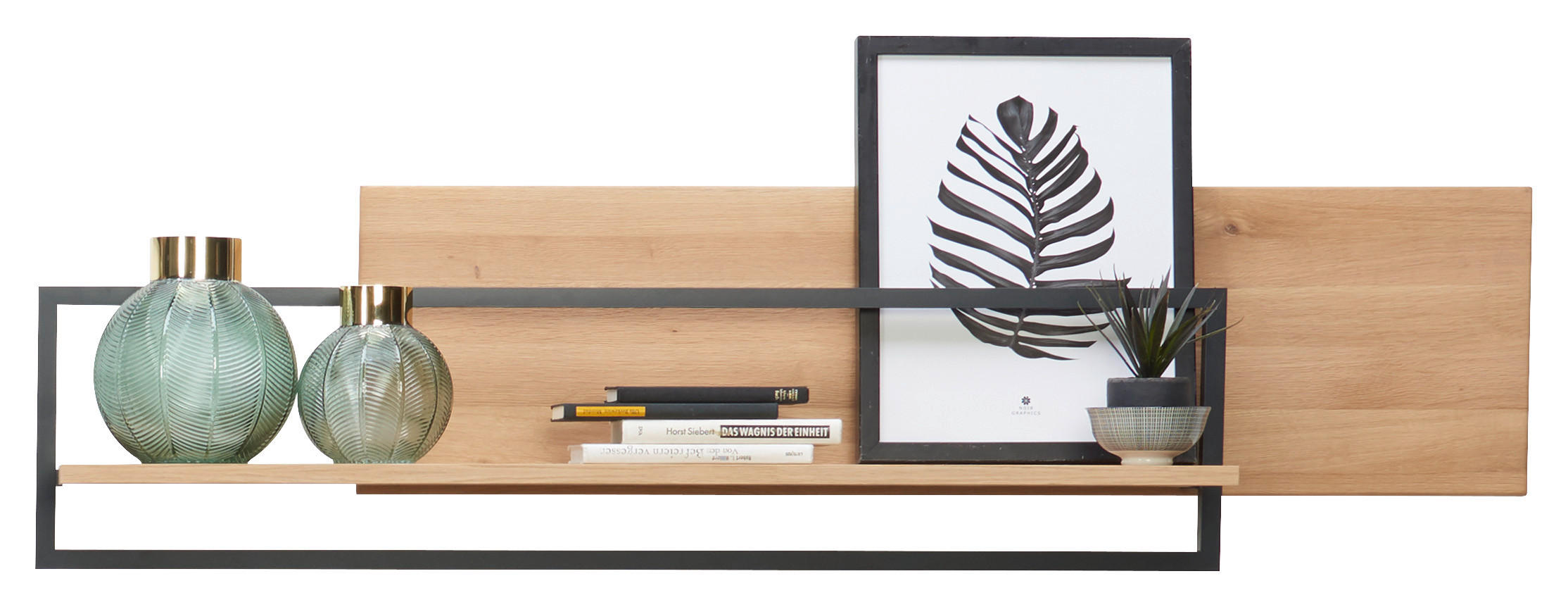 WANDBOARD Bastia Bastia  148/38/27 cm  - Eichefarben, KONVENTIONELL, Holz/Metall (148/38/27cm) - Cantus