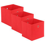 FALTBOX 3er Set Metall, Textil, Karton Rot, Silberfarben  - Rot/Silberfarben, Design, Karton/Textil (32/32/32cm) - Carryhome