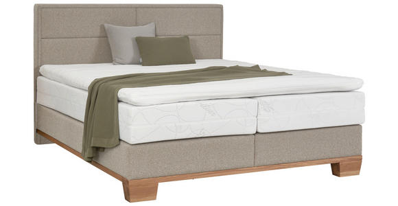 BOXSPRINGBETT 180/200 cm  in Eichefarben, Graubraun  - Eichefarben/Graubraun, Natur, Holz/Textil (180/200cm) - Valnatura