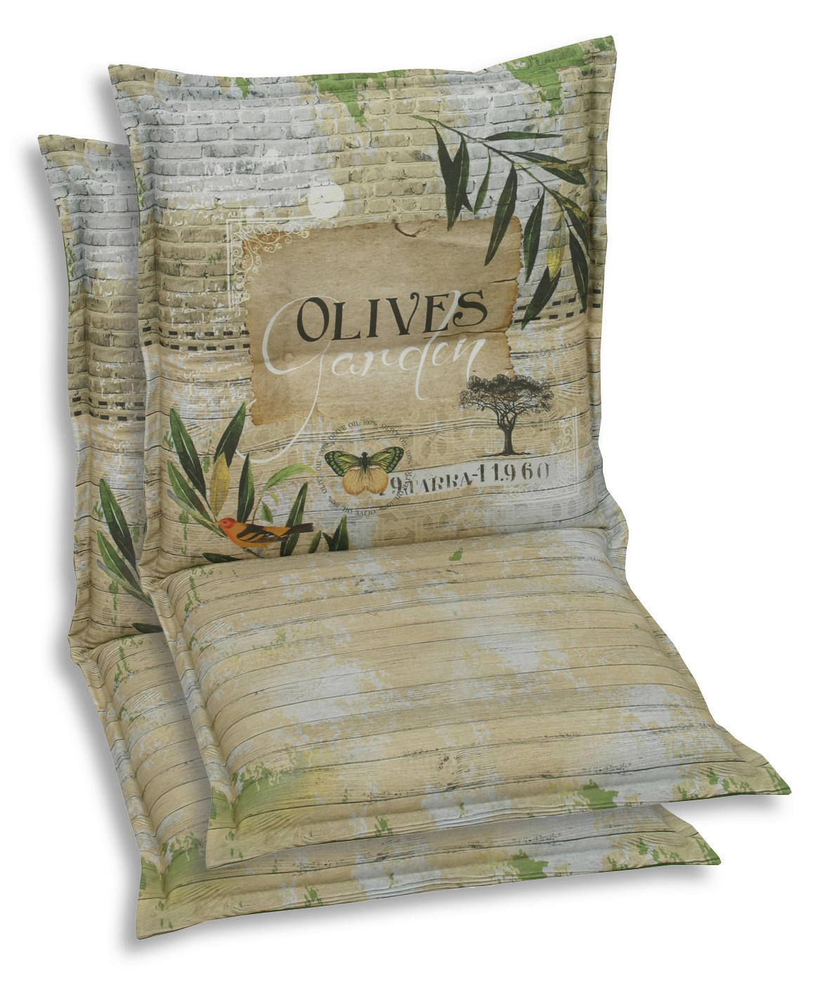 SESSELAUFLAGENSET Floral  - Dunkelgrün/Hellgrün, Basics, Textil (50/7/100cm)