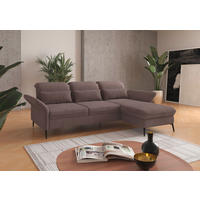 ECKSOFA in Flachgewebe Taupe  - Taupe/Schwarz, Konventionell, Textil/Metall (264/198cm) - Sit & More