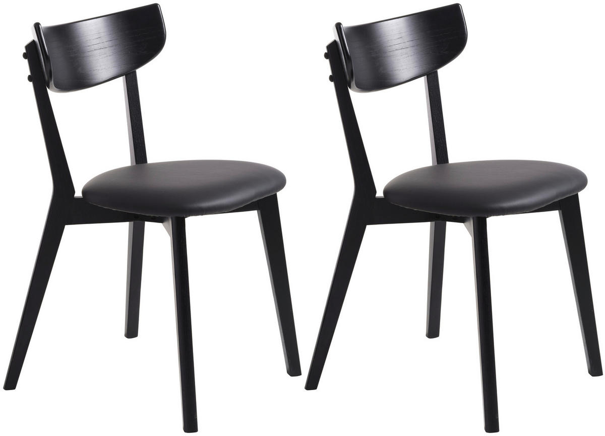 STUHL-SET 2 Stück  in Lederlook  - Eichefarben/Schwarz, Design, Holz/Textil (48/81/50cm) - Linea Natura