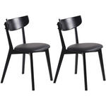 STUHL-SET 2 Stück  in Lederlook Holz, Textil  - Eichefarben/Schwarz, Design, Holz/Textil (48/81/50cm) - Linea Natura