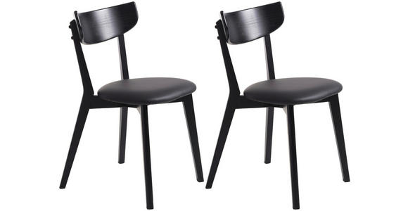 STUHL-SET 2 Stück , Typenauswahl, abwischbar , Lederlook  - Eichefarben/Schwarz, Design, Holz/Textil (48/81/50cm) - Linea Natura