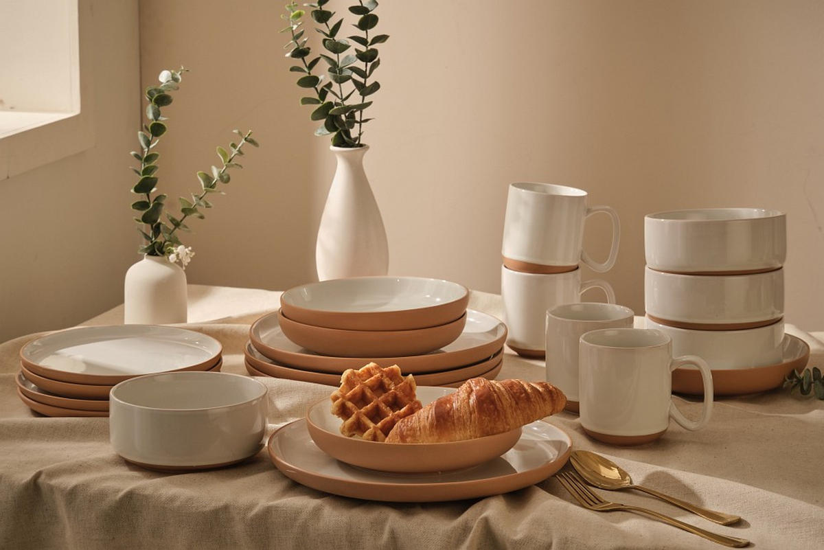 KOMBISERVICE Braun, Weiß Terra Nova 20-teilig 4 Personen  - Braun/Weiß, Trend, Keramik - Novel