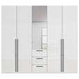 DREHTÜRENSCHRANK 251/223/61 cm,  in Weiß, Weiß Hochglanz, 5-türig  - Chromfarben/Weiß Hochglanz, Basics, Glas/Holzwerkstoff (251/223/61cm) - Novel