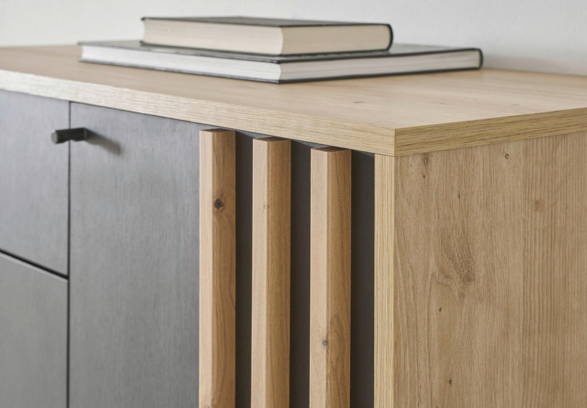 PREDSOBLJE  crna, hrast Artisan  - hrast Artisan/crna, Design, staklo/drvni materijal (114/197/40cm) - Carryhome