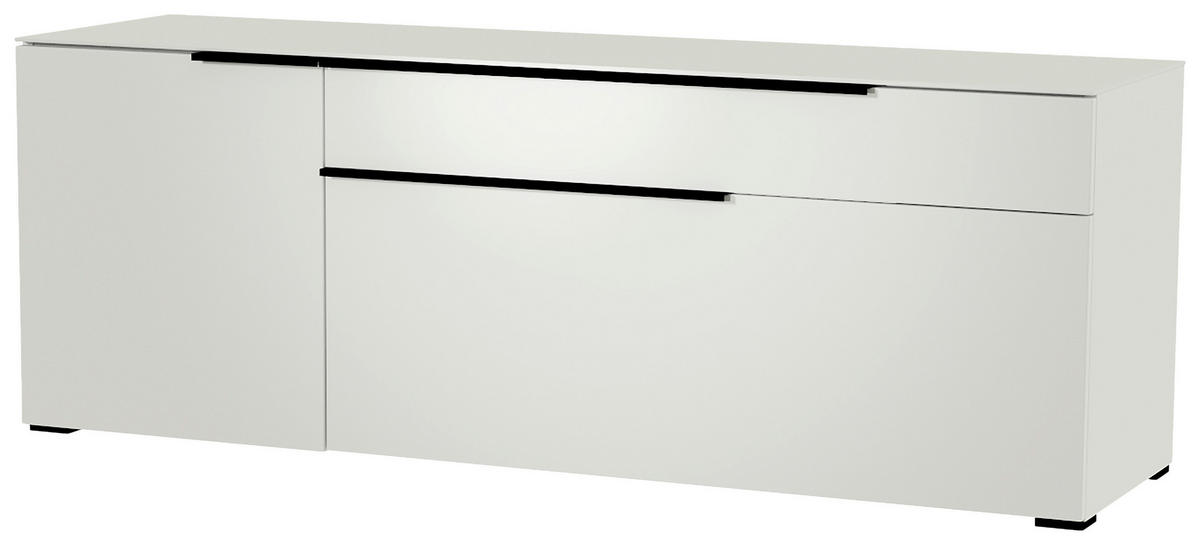 LOWBOARD Schwarz, Weiss  160/58/45 cm  - Weiss/Schwarz, Design, Glas/Holzwerkstoff (160/58/45cm) - Moderano