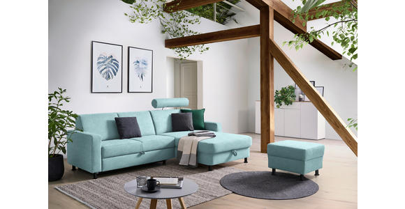 ECKSOFA  in Webstoff Türkis  257/165 cm  - Türkis/Schwarz, Design, Kunststoff/Textil (257/165cm) - Xora