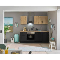 KÜCHENBLOCK 220 cm   in Schwarz, Eiche Artisan  - Schwarz/Eiche Artisan, Basics, Holzwerkstoff/Metall (220cm) - MID.YOU