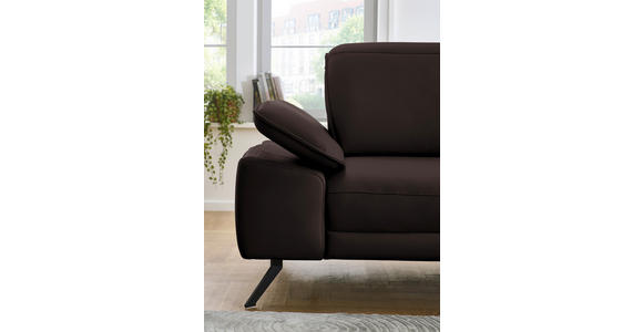 ECKSOFA in Echtleder Braun  - Schwarz/Braun, Design, Leder/Metall (332/193cm) - Dieter Knoll