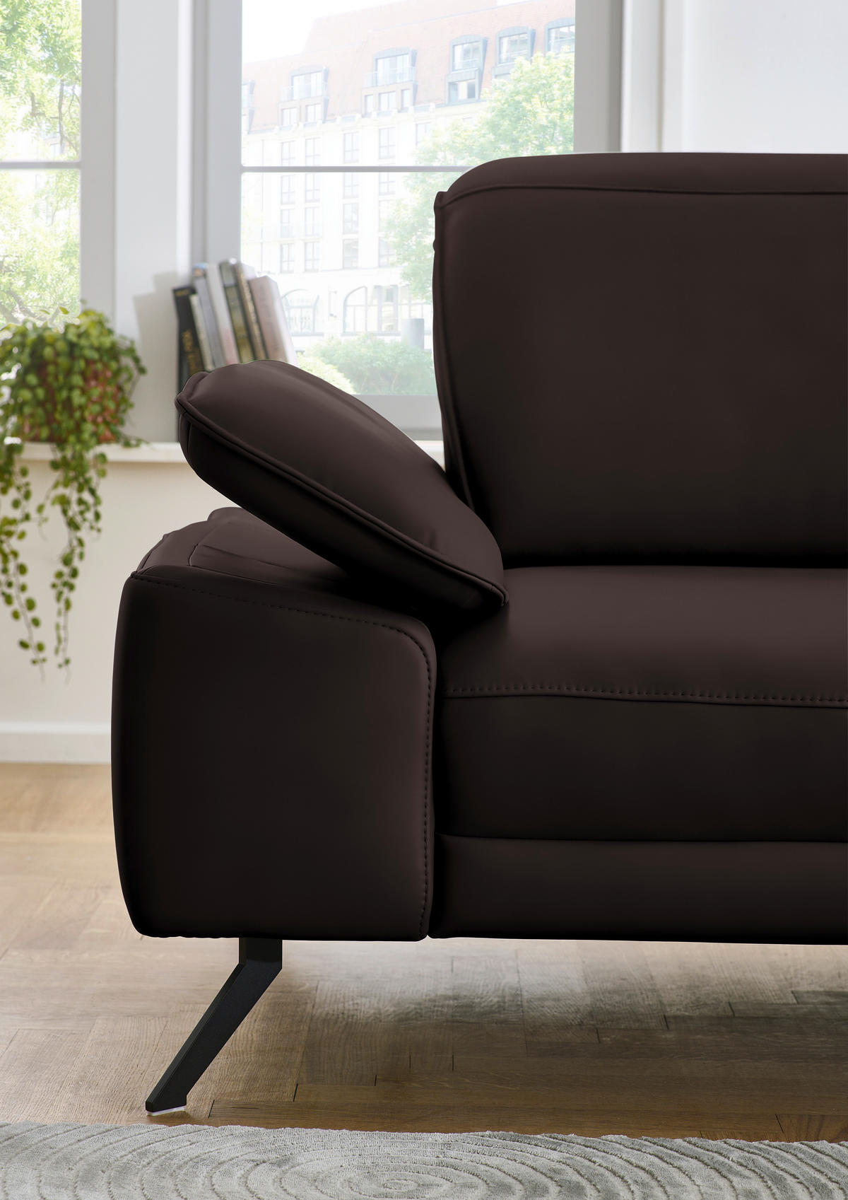 ECKSOFA Dieter Knoll in Echtleder Braun  332/193 cm  - Schwarz/Braun, Design, Leder/Metall (332/193cm) - Dieter Knoll